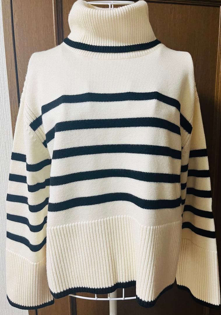 【美品】ONWARD23区【洗える】ウールミドルゲージ ボーダー ニットM