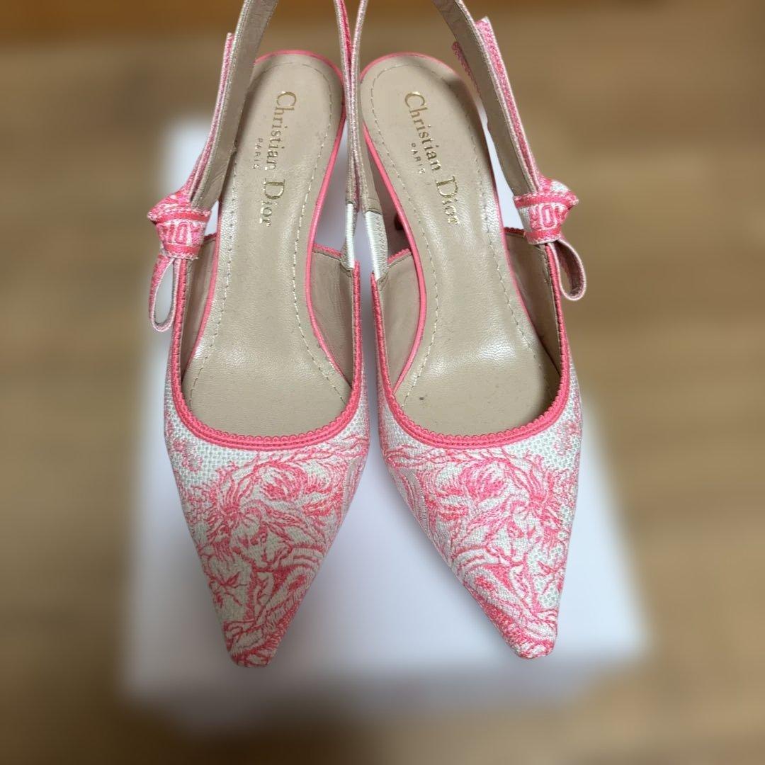 Dior ピンク スリングバック ハイヒール 37 DIOR | Dior Bow ヒール スリングバックサンダル ラムスキン
