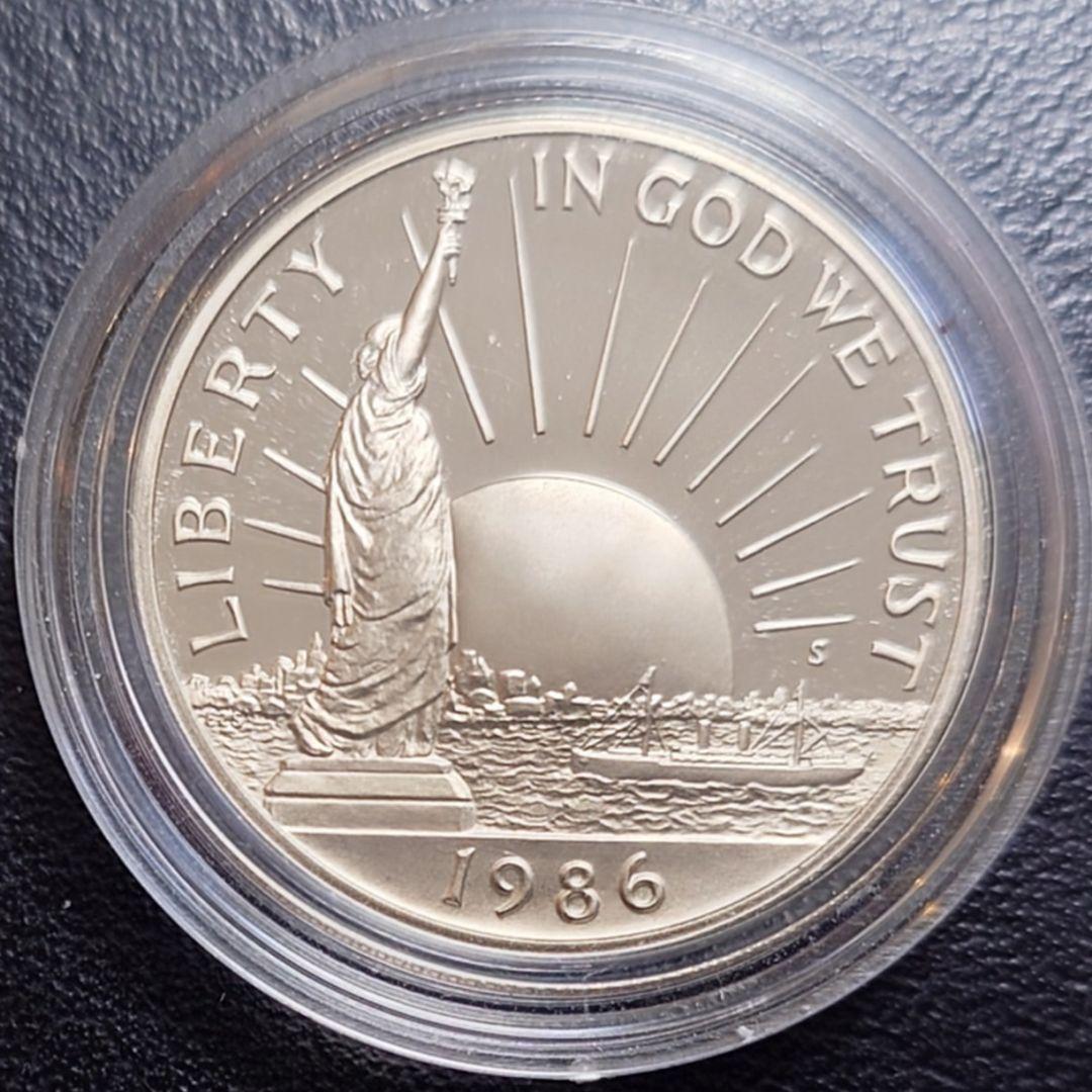 1986年 アメリカ銀貨 1ドル リバティ自由の女神記念銀貨SV900+白銅貨