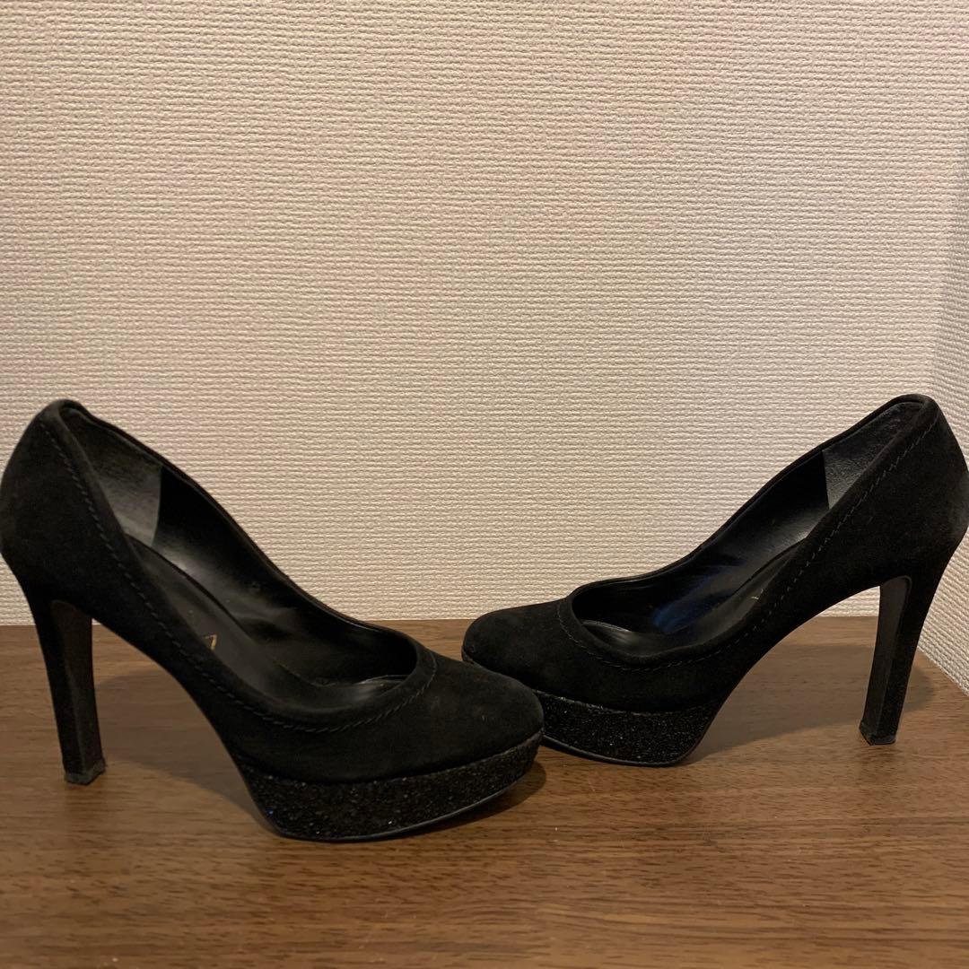 Diana ブラック スエード ハイヒール 23.5 ダイアナ パンプス - メルカリ