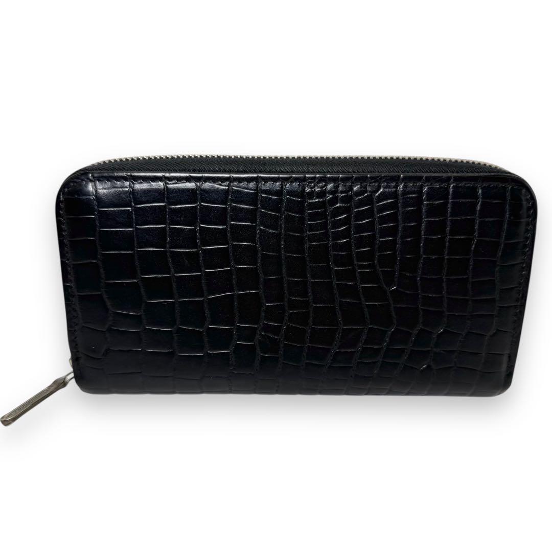 極美品■ホワイトハウスコックス ブライドルレザー クロコ型押し 長財布 ブラック