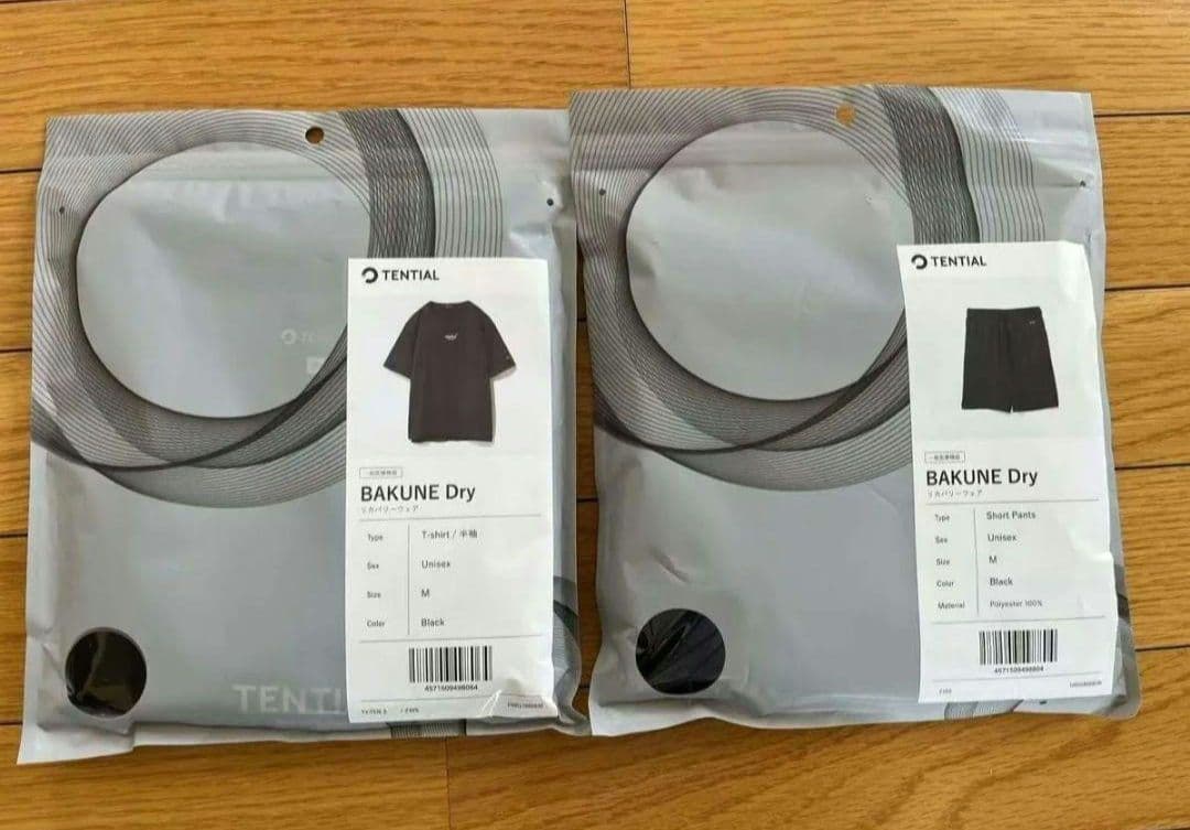 BAKUNE Dry 上下セット(半袖・ハーフパンツ) M ブラック BAKUNE Pajamas Dry 上下セット（半袖シャツ・ショートパンツ）_25SS