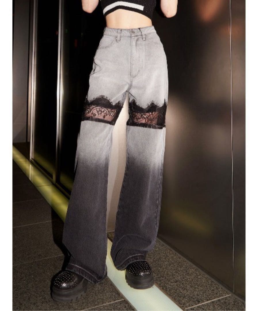 Darich ダーリッチ スカラップレースデニムロングパンツ