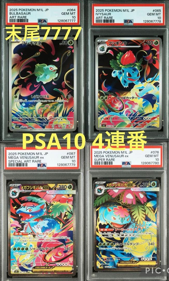 【PSA10/4連番】フシギダネar・フシギソウar・フシギバナsar/sr