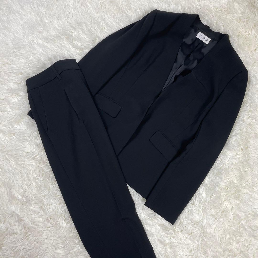 美品 ✨　L サイズ　PLST プラステ スーツ ノーカラー パンツ ブラック