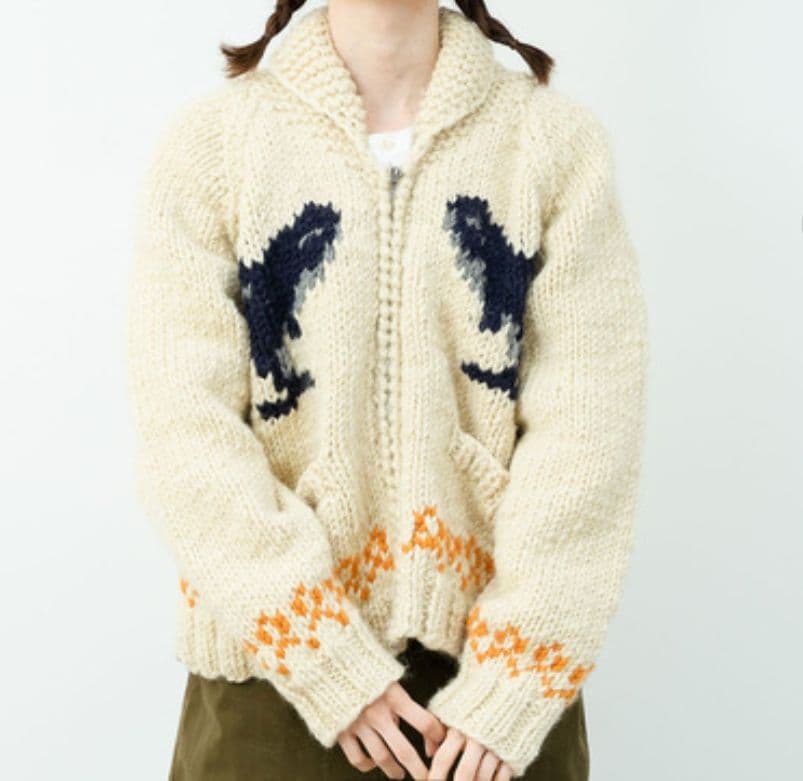 【oyasumi】PAR ICI シャチ柄　ニット　カーディガン　カウチン