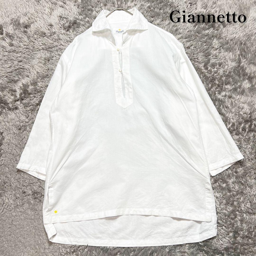 ジャンネット　リネン混　カプリシャツ　長袖　Lサイズ 着用感のない美品