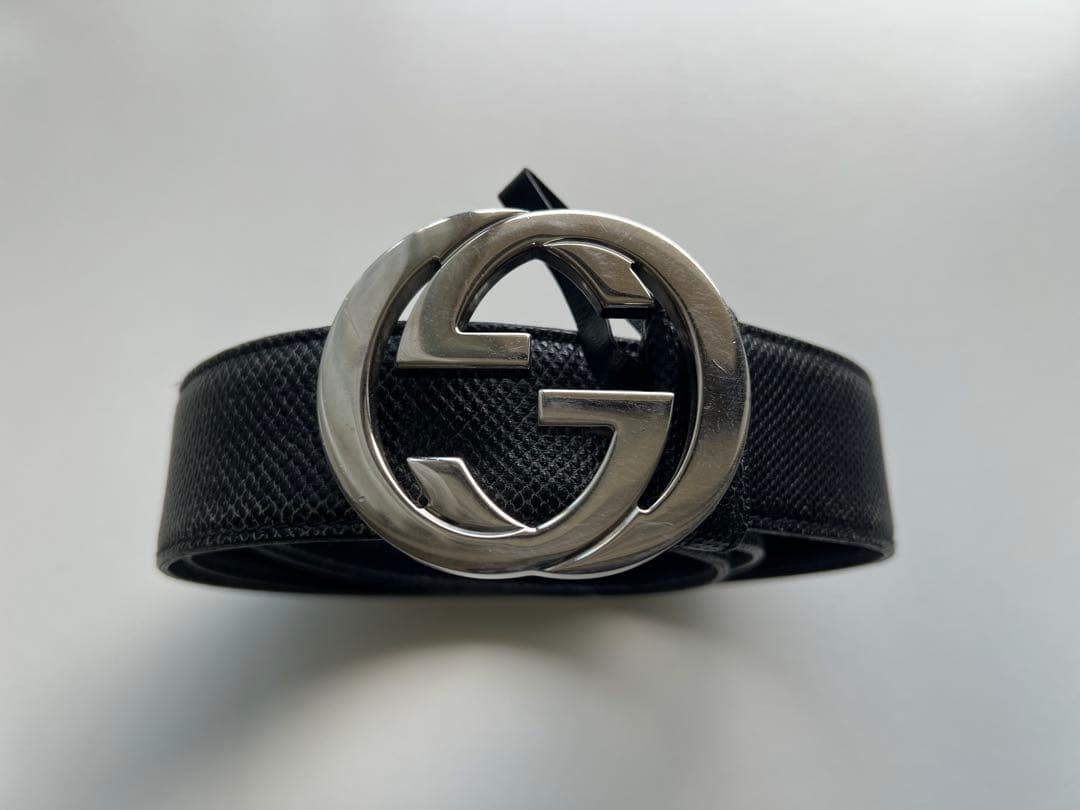 最終値引‼️GUCCI ブラックベルト GGロゴ 85-34