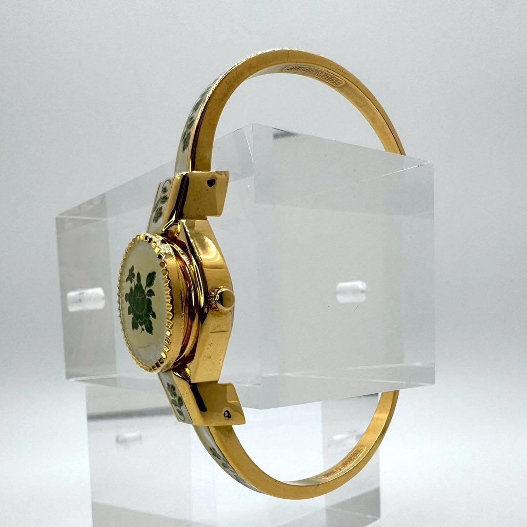 ANDRE MOUCHE バングルウォッチ ペンダントフェイス 花柄 スイス製