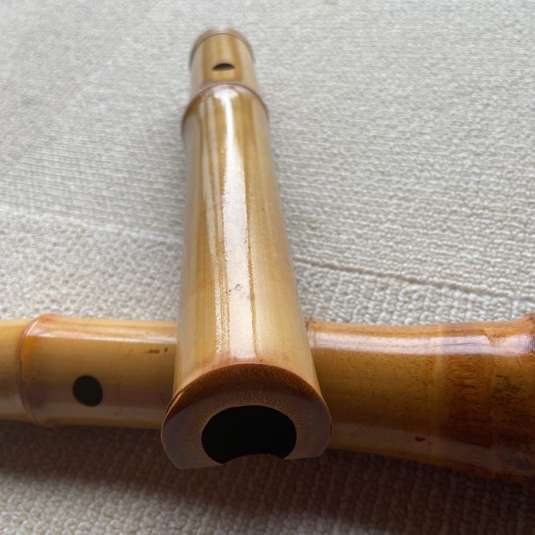210尺八 一尺六寸管本体 竹製 5穴昌斎？銘