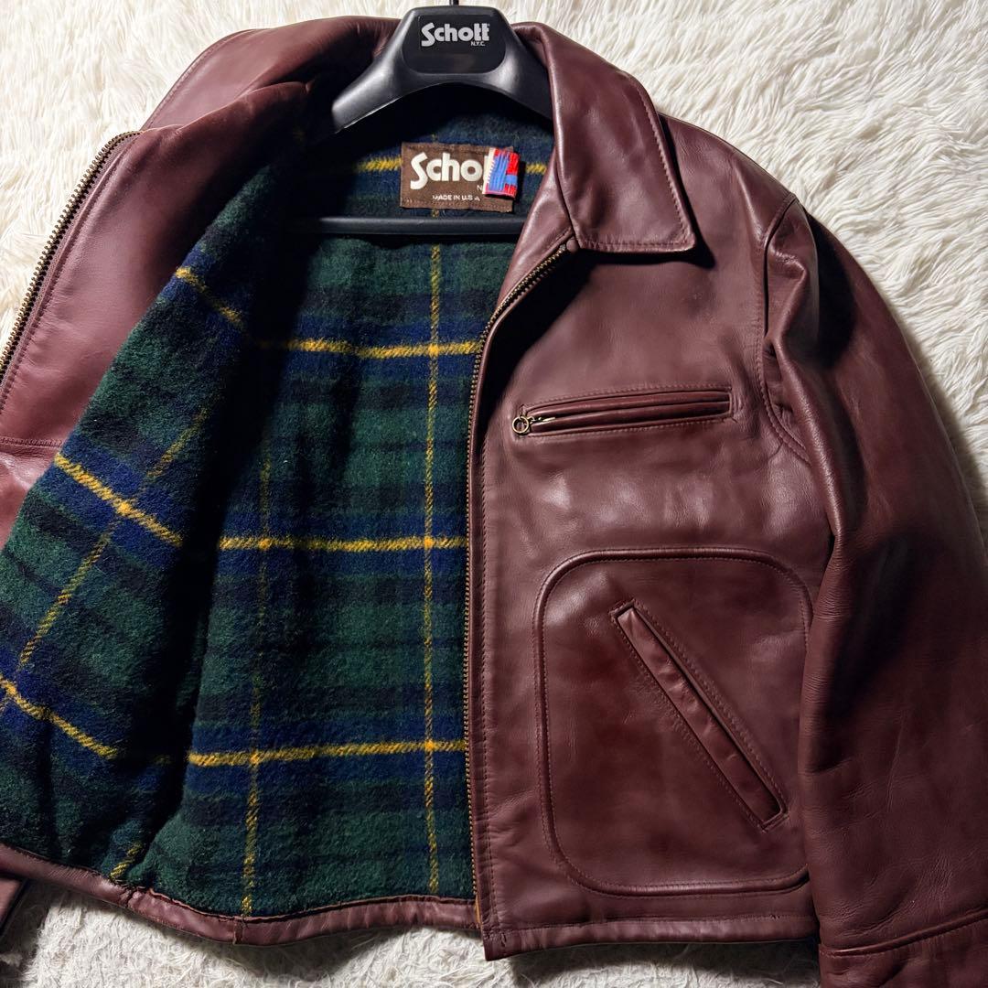 美品/希少✨schott ライダースジャケット　シングル　658 ボルドー 40