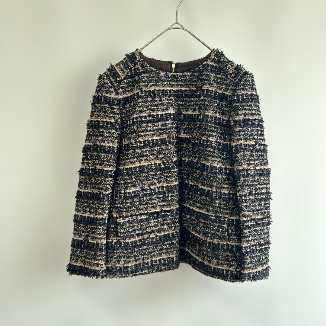 美品　ドゥロワー　ツイード　バックジップブプルオーバー