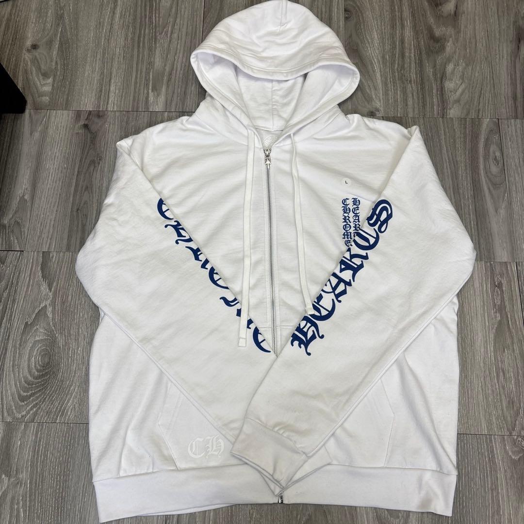 CHROME HEARTS クロムハーツ ジップパーカー ホワイト ブルー 新品