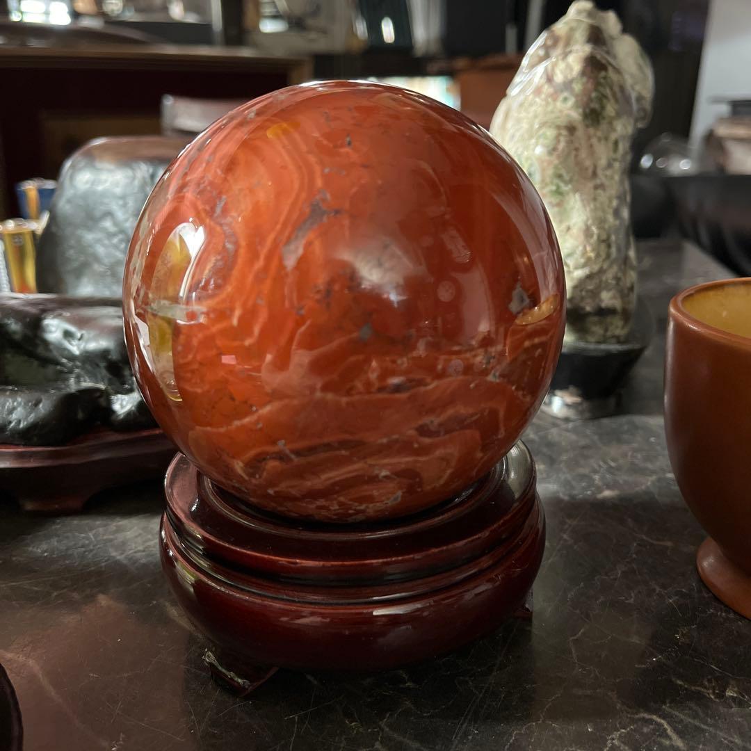 佐渡赤玉石、11センチ赤玉石球体、鑑賞石 パワーストーン、水石、日本三大銘石
