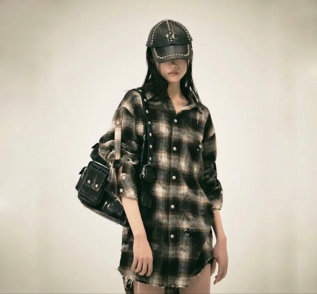 Thug Club Angels Damaged Shirt チェック　シャツ