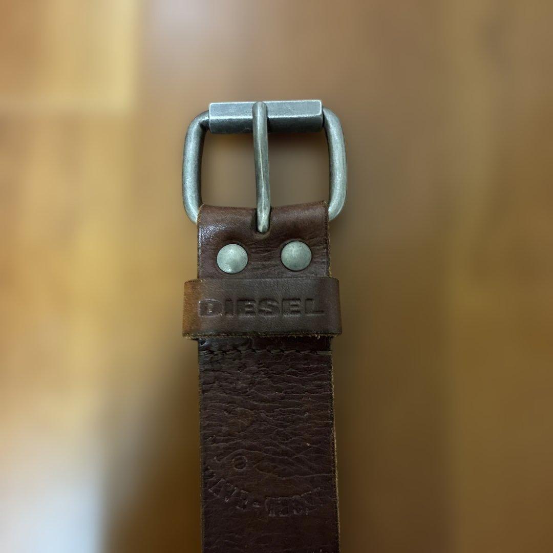 美品】DIESEL ブラウン レザーベルト 約4cm幅 - メルカリ