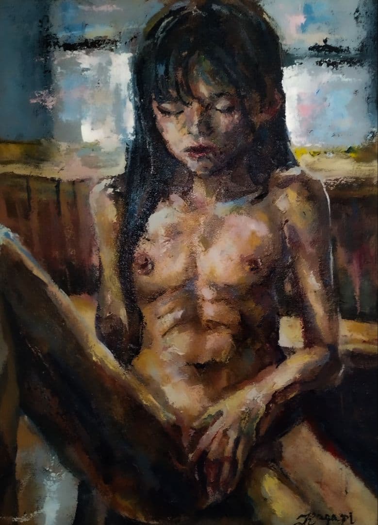 『沈黙に溶ける息づかい』 油彩画 F4 一点物 原画 インテリア アート