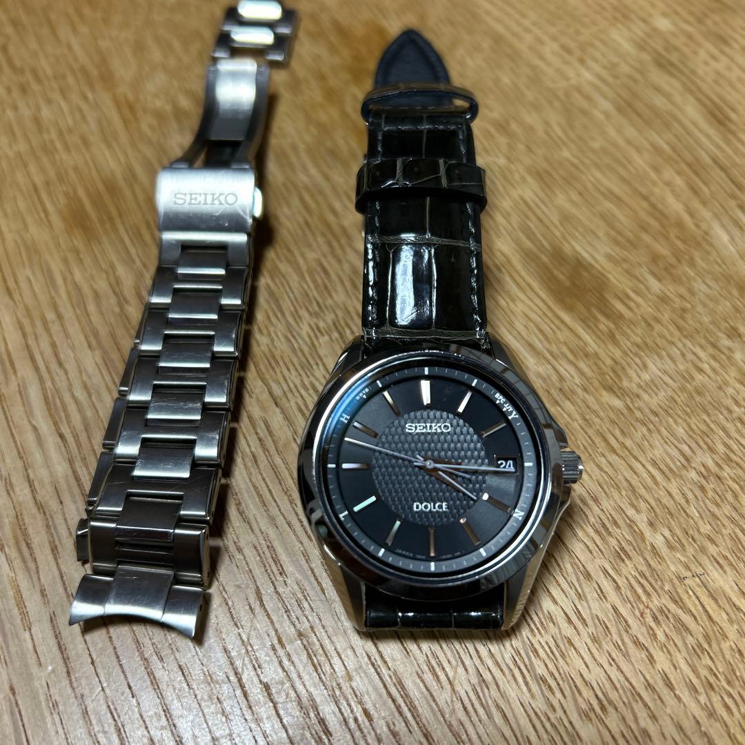 SEIKO DOLCE チタン電波ソーラー　クロコダイル　Dバックルベルト