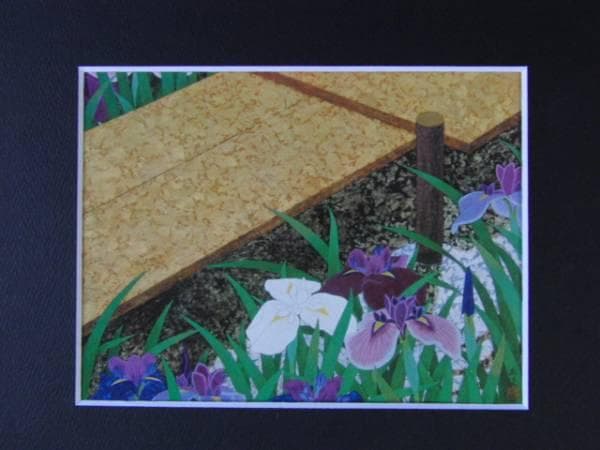 中村岳陵、花菖蒲、希少画集画、新品高級額装付
