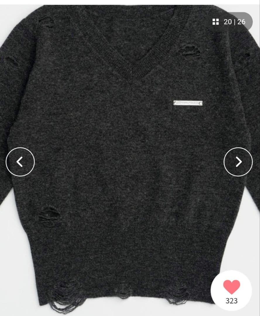 PRANK PROJECT チャコールグレー ウール カシミヤ ダメージニット