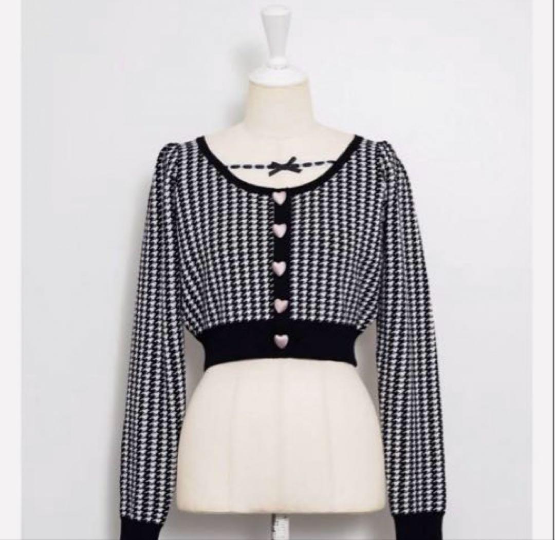 pium レーステープハートボタンニット ブラックミックス - メルカリ