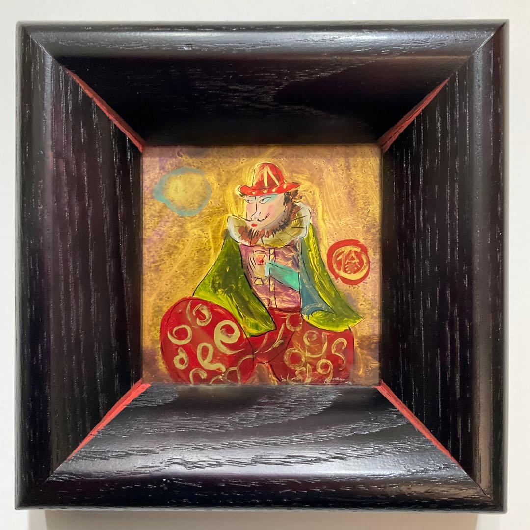 専用・絵画・ガラス絵・渡辺俊明・月見南蛮人・芸術・額装・美術品・アンティーク