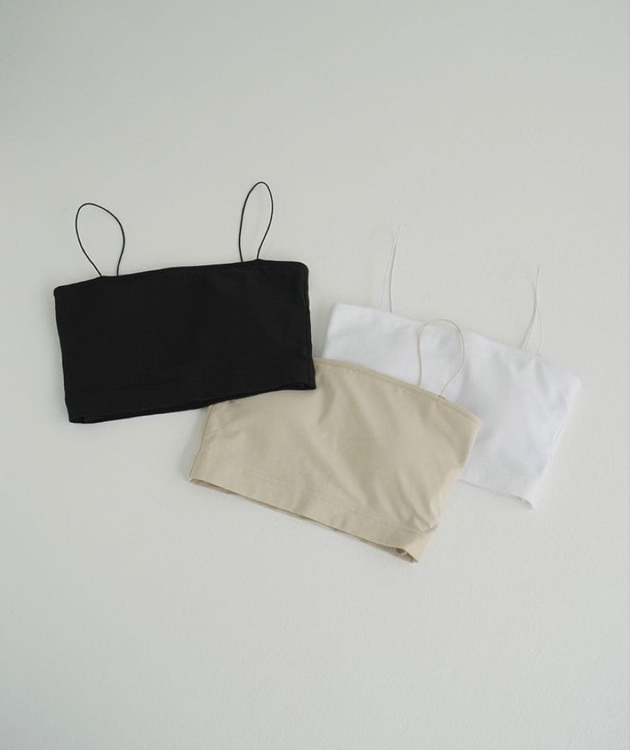 トップス CLANE THIN CORD BANDEAU TOPS White