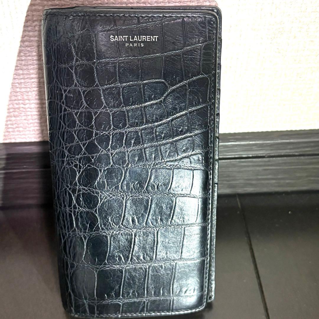 サンローラン型押しクロコ　長財布