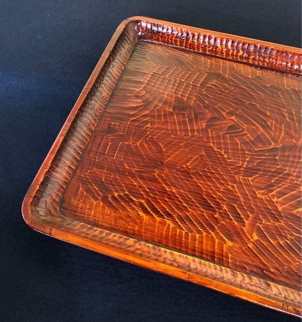 割引❣️《レ》伝統工芸 讃岐彫 四方膳10客 讃岐盆 銘々膳 木箱251024い6