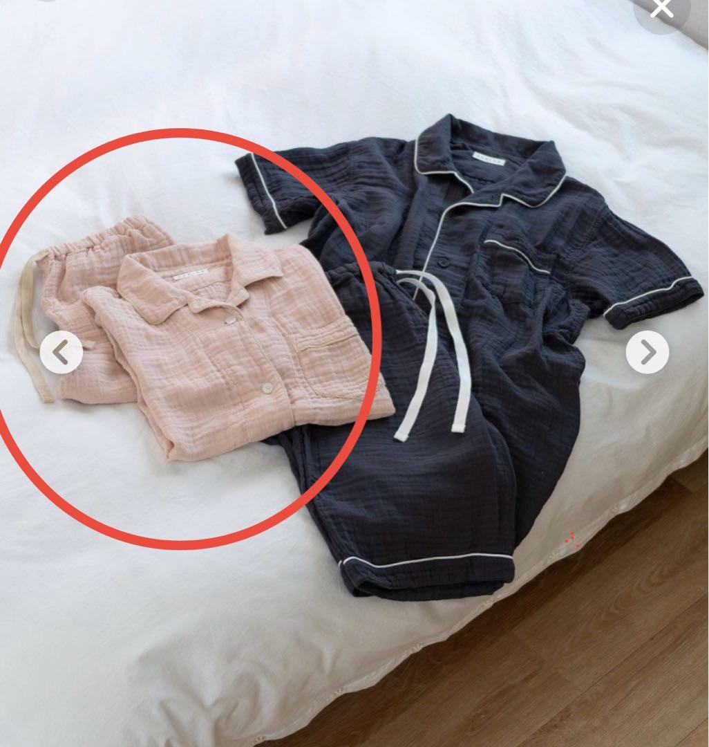 【新品未使用】ウチノ　クレープガーゼ 快眠パジャマ　レディース　M ピンク　半袖