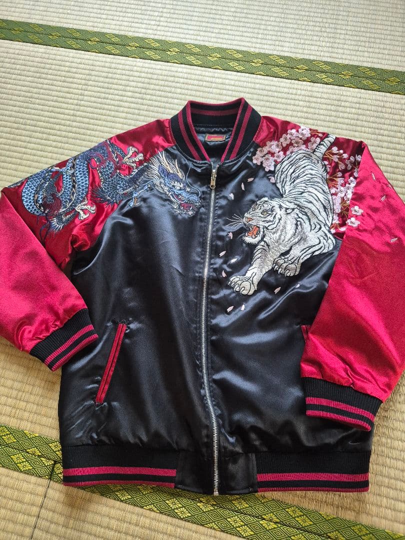 【新品】鬼デニム ONI DENIM スカジャン XL 黒 龍レッド値下げ