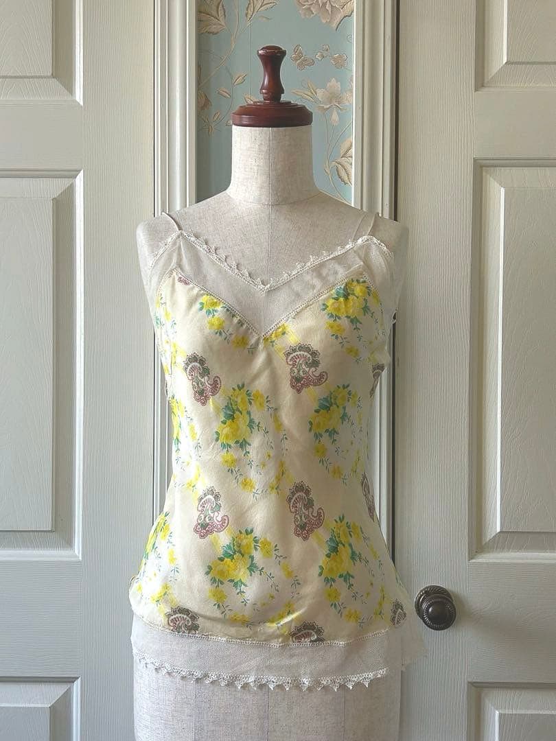☆極美品☆アレキサンダーマックイーン☆美しい花柄キャミソール シルク 40