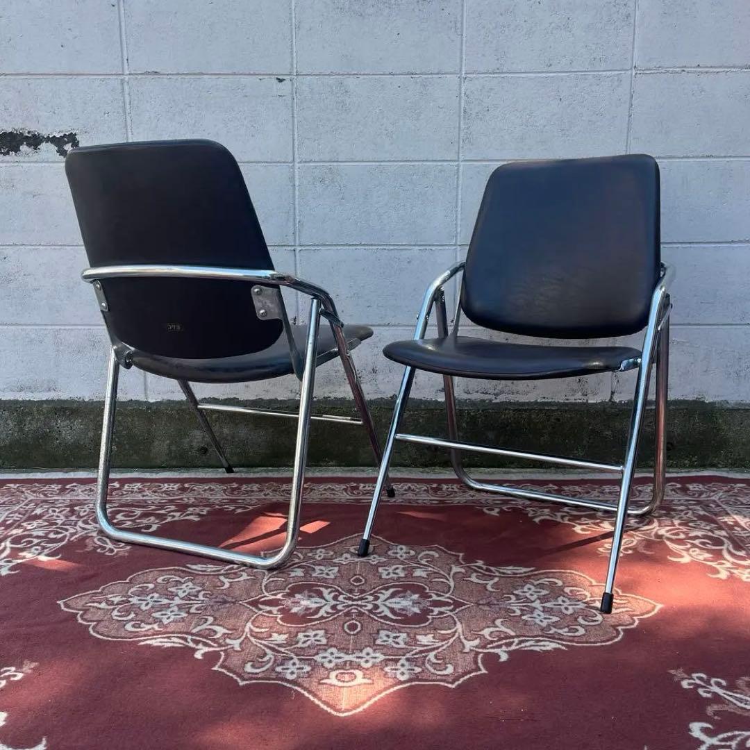 古家具 2点セット◾️KOKUYO 折り畳み椅子/ フォールディングチェア C