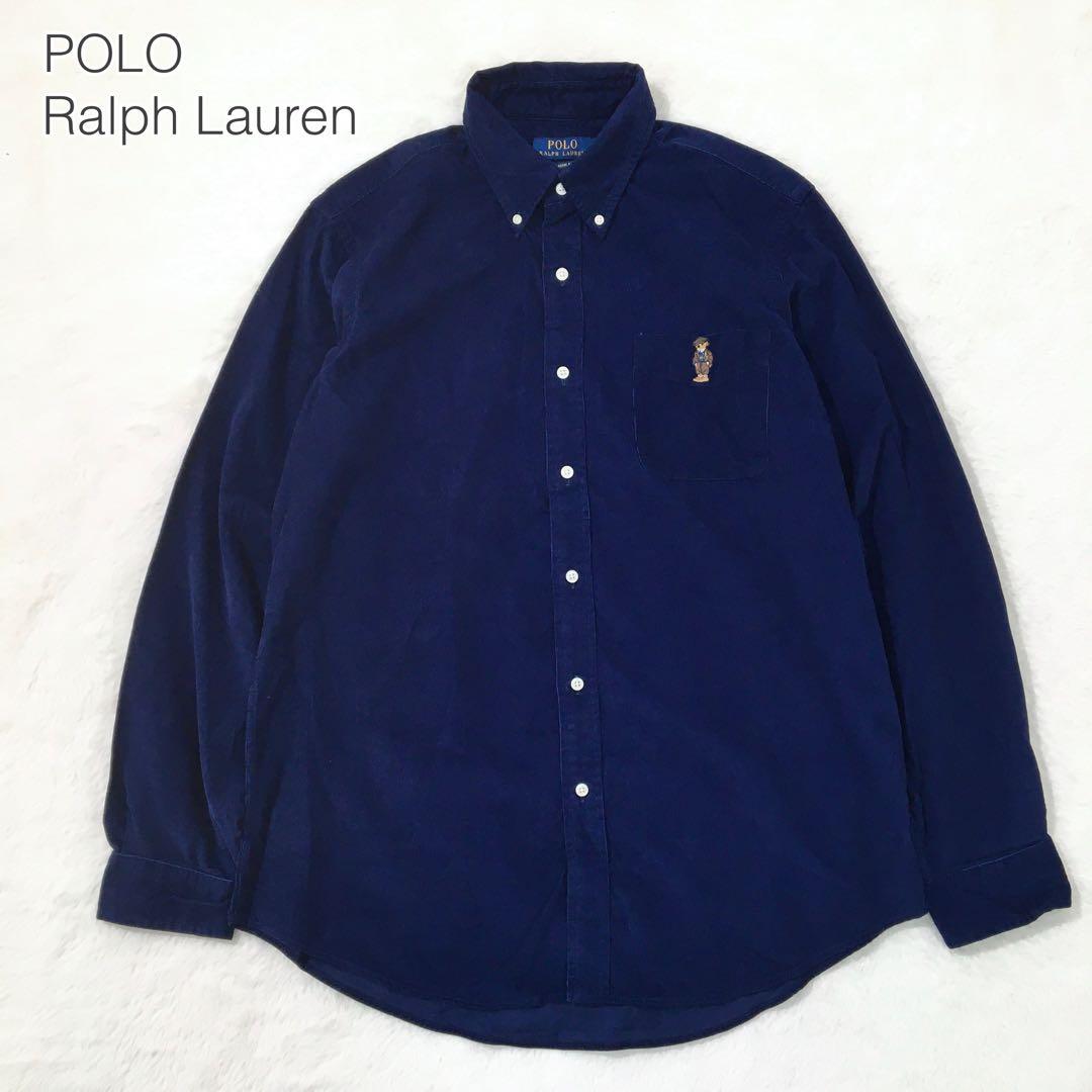 ポロラルフローレン 長袖シャツ【L】ポロベア 大きいサイズ コーデュロイ 美品