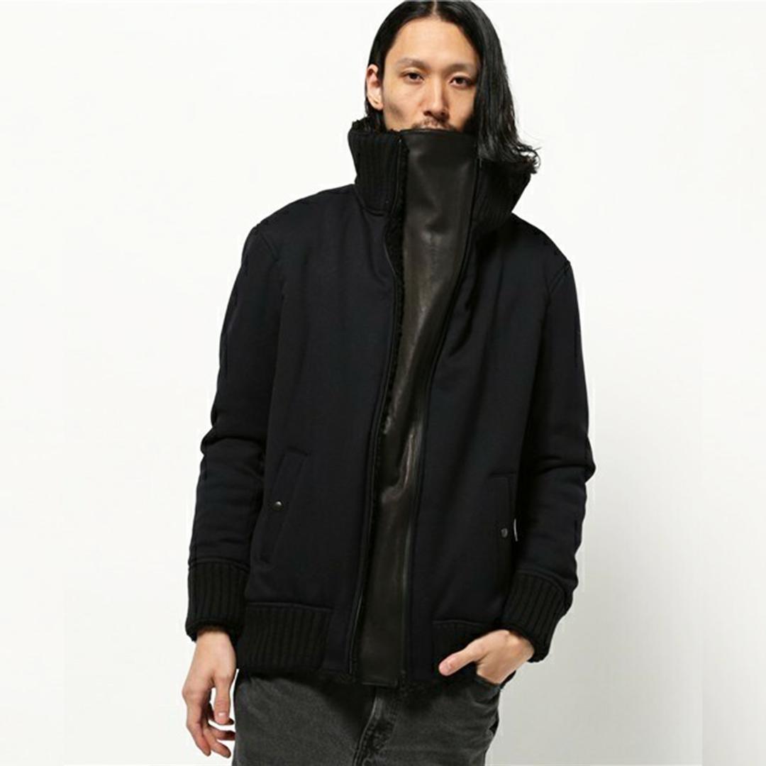 【あおば】希少✨ato ウールドビー中綿ミリタリーブルゾン ラムレザー