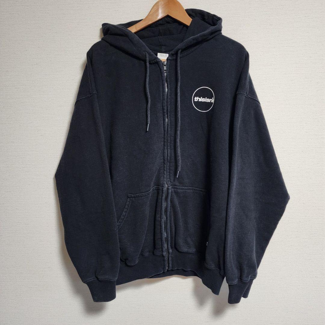 ディスイズネバーザット thisisneverthat ジップパーカー 黒 XL - メルカリ