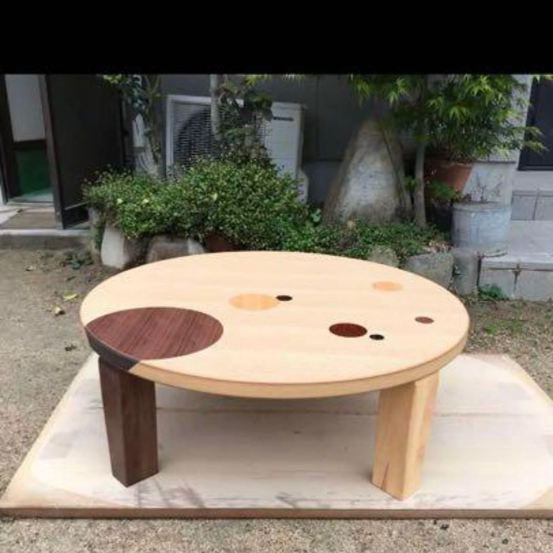 かわいいリビングテーブル折れ脚90丸日本製
