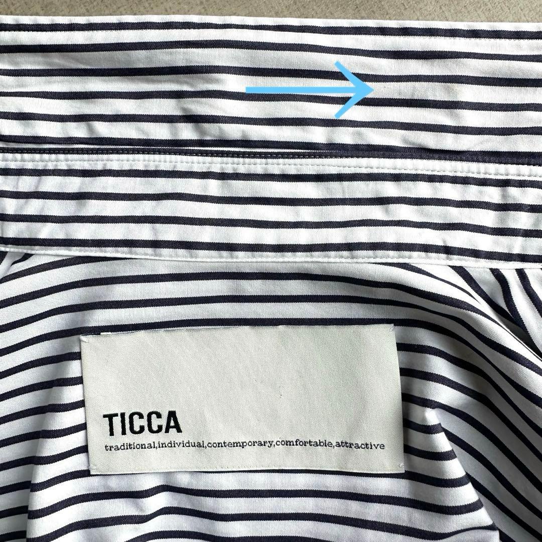 美品△TICCA //ブルーストライプ長袖シャツ△スキッパー プルオーバー
