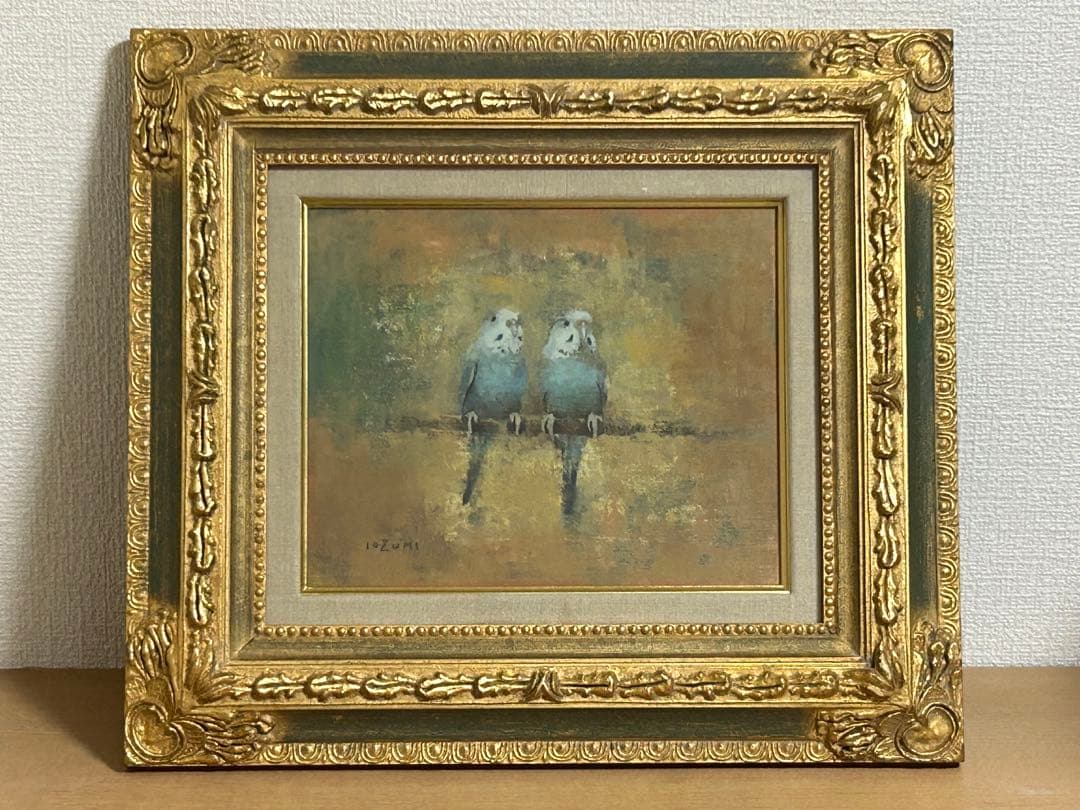 五百住乙人　インコ　油絵　F3号