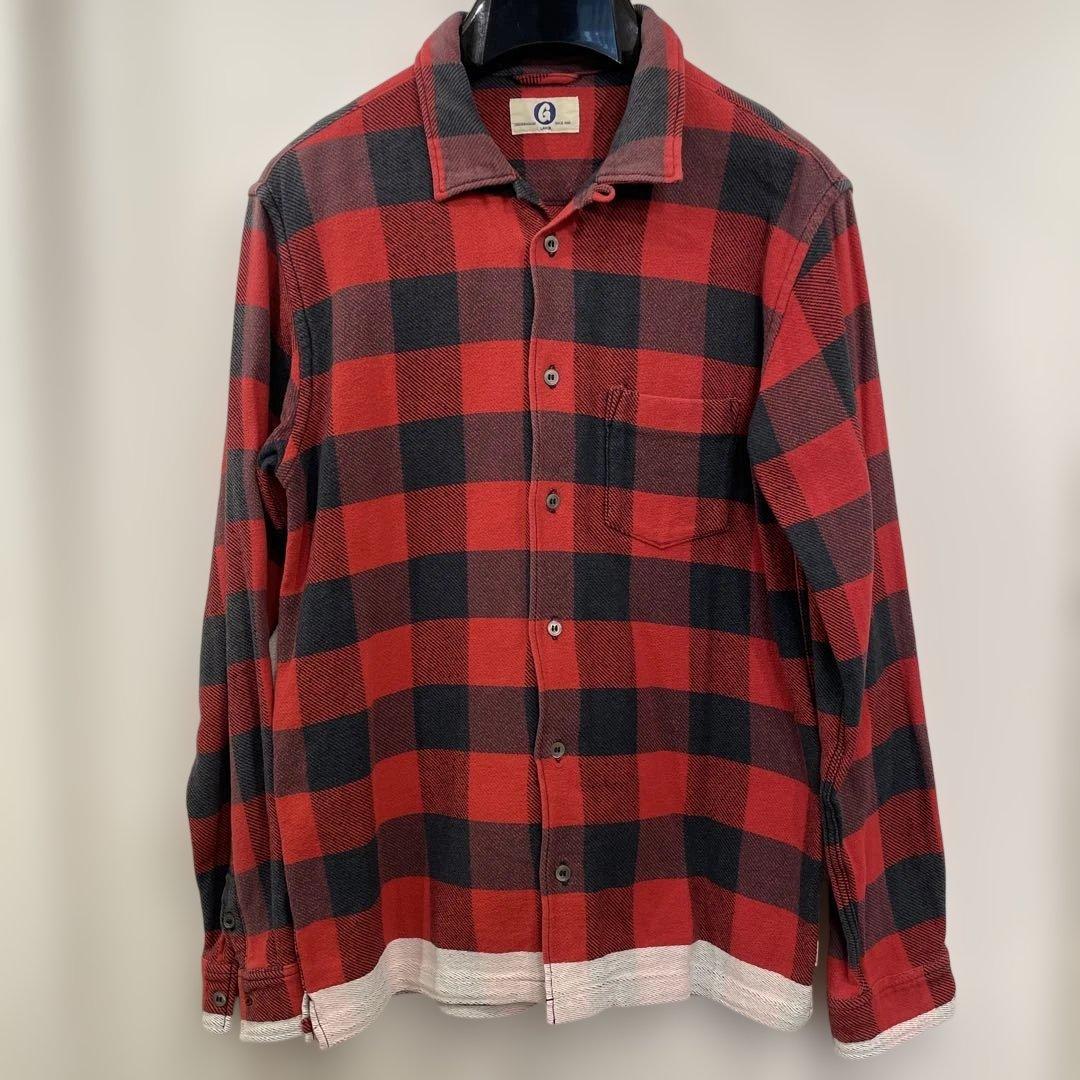 グッドイナフ good enough ブロックチェックネルシャツ　L 赤 黒