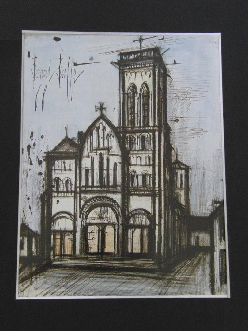 ベルナール・ビュッフェ,希少な額装用画集より,新品額装,マット額装付、状態良好