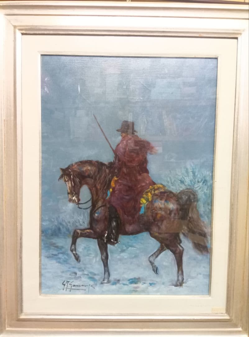 絵画油絵　 イタリアの画家　 ジョンフランシスゴンザガ　 タイトル馬と騎手