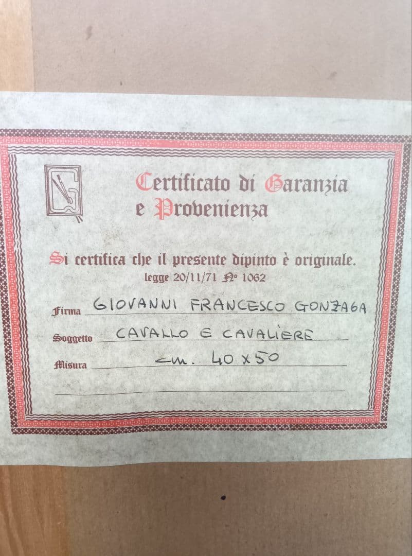 絵画油絵 イタリアの画家 ジョンフランシスゴンザガ タイトル馬と騎手