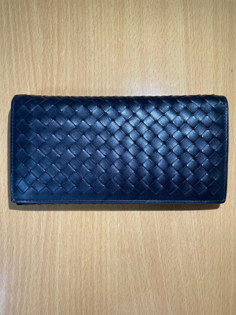 ＢOTTEGA VENETAボッテガ・ヴェネタレザー 編み込み 長財布 ブラック