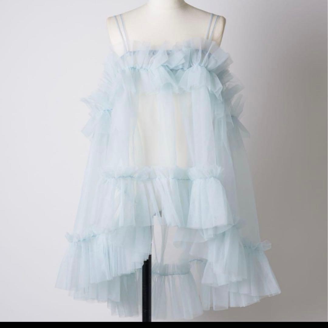 LA BELLE ETUDE 水色 フリルチュールキャミソール