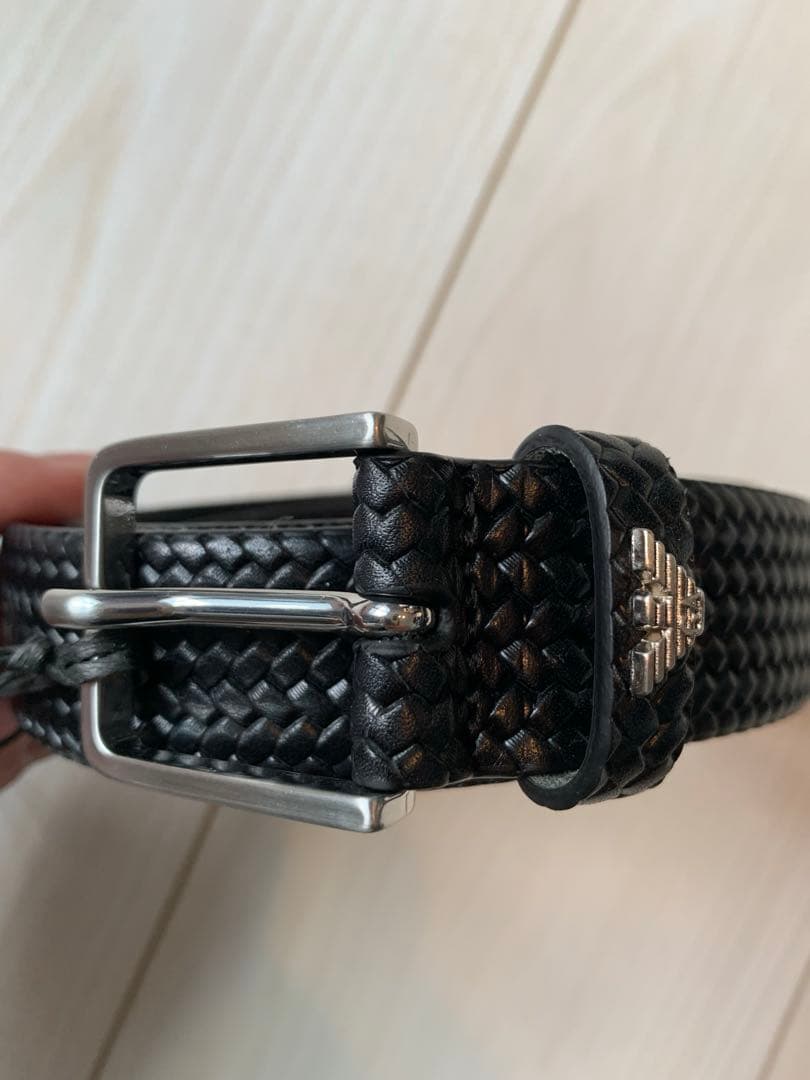 EMPORIOARMANIブラック編み込みベルト