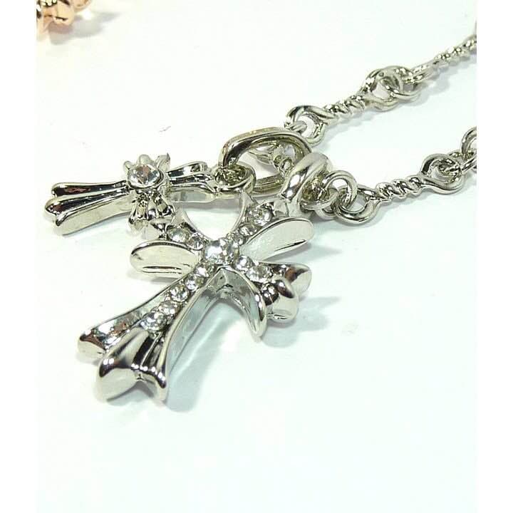 ダブルクロスネックレス クロムハーツ ツイストチェーン 銀 三代目岩田