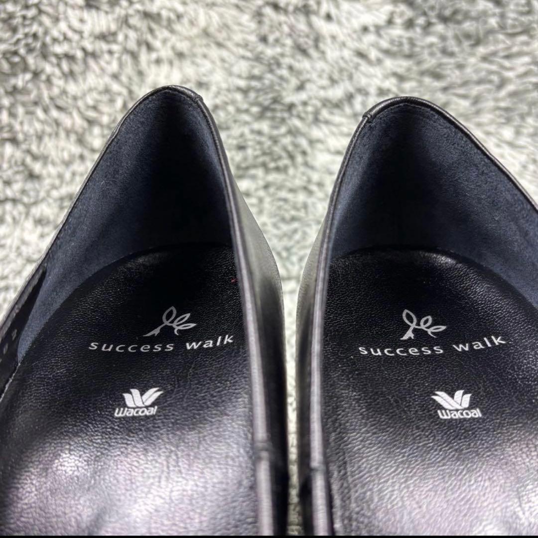 未使用級 ワコール サクセスウォーク ブラック パンプス 24.5EE