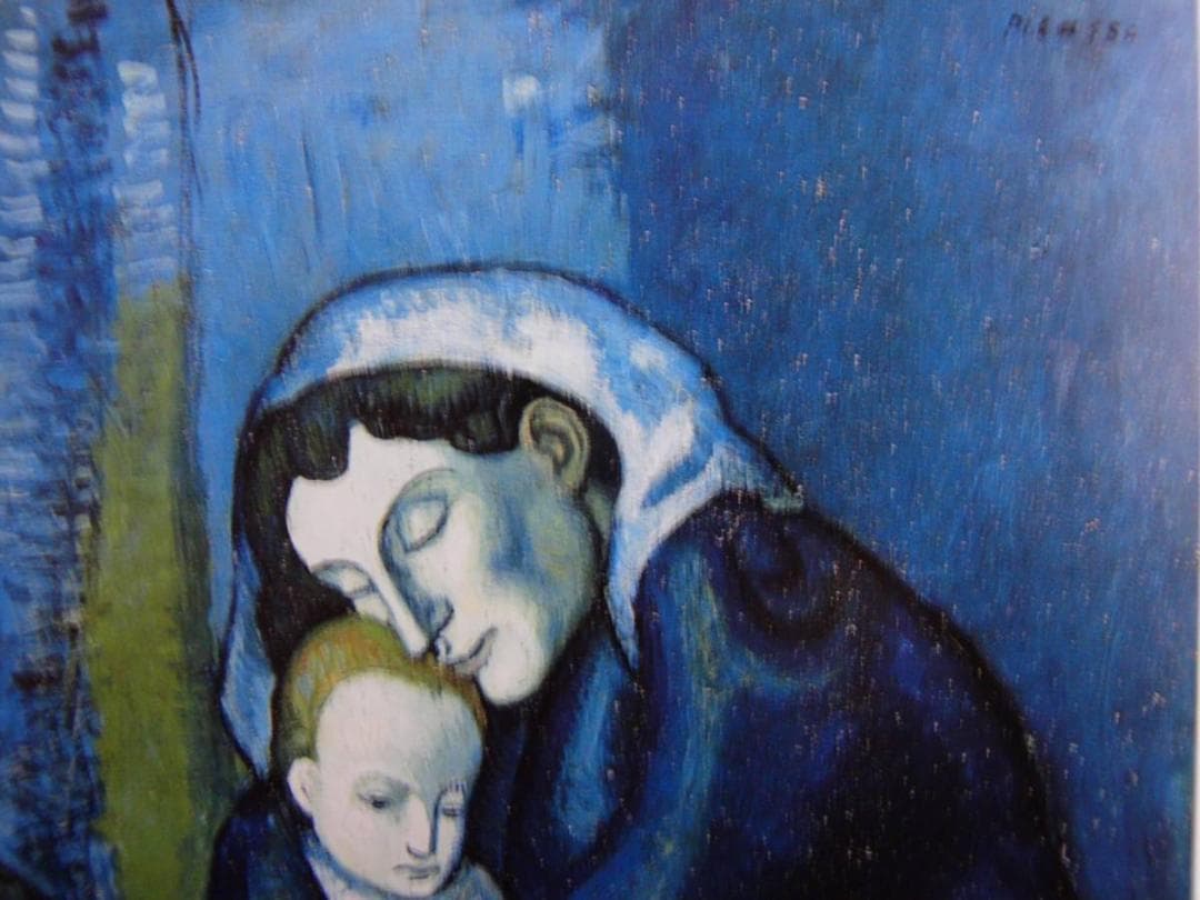 パブロ・ピカソ【母と子】、希少な画集画、新品高級額・額装付、状態