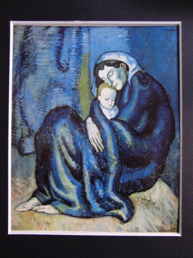 パブロ・ピカソ【母と子】、希少な画集画、新品高級額・額装付、状態